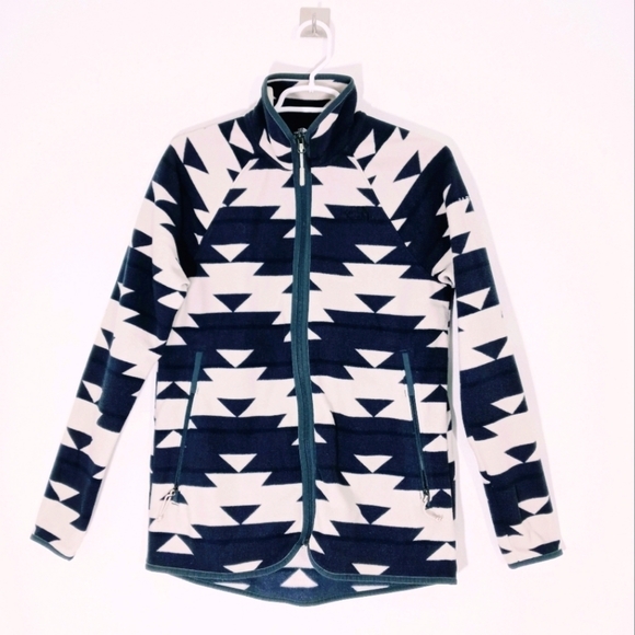 The North Face Full Zip Aztec Print All Over Fleece Pullover High Neck‎ Pockets - Picture 1 of 5